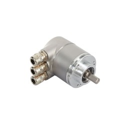 Абсолютен енкодер, ротационен, интерфейс Profibus dp, singleturn 12 bit (4096 импулса), куплунг съединител - 3 x кабелен щуцер, IP67, големина на корпуса 58 mm, вал с диаметър 10 mm